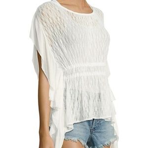 FP June lace Top Ivory flutter sleeve